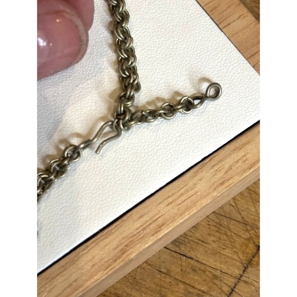 Vintage Angel Pendant Necklace With Lapis Beads & Brass Chain - Picture 6 of 16